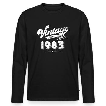 Vintage since June 1983 Birthday Gift - Men's Premium Organic Long Sleeve Shirt - black - Front - Nico (187cm)