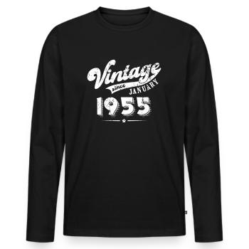 Vintage since January 1955 Birthday Gift - Men's Premium Organic Long Sleeve Shirt - black - Front - Nico (187cm)