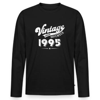 Millésime depuis Novembre 1995 Cadeau d’anniversaire - T-shirt manches longues Premium bio Homme - noir - Devant - Nico (187cm)