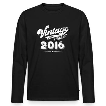 Millésime depuis février 2016 Cadeau d’anniversaire - T-shirt manches longues Premium bio Homme - noir - Devant - Nico (187cm)