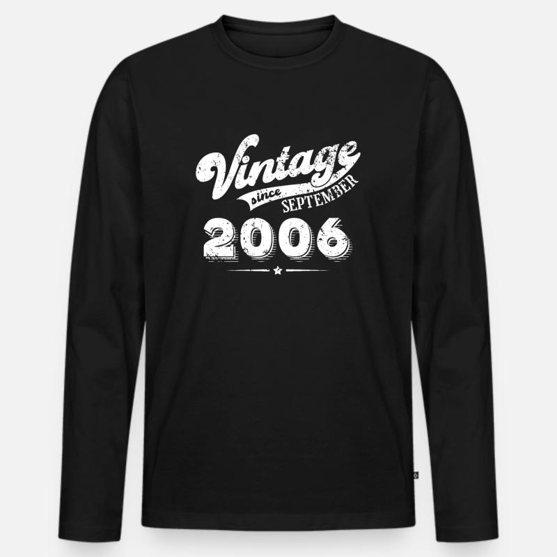 Vintage since September 2006 Geburtstag Geschenk - Männer Premium Bio Langarmshirt - Schwarz