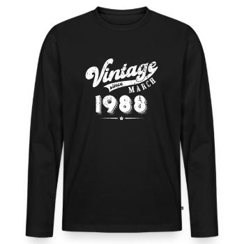 Vintage since March 1988 Birthday Gift - Men's Premium Organic Long Sleeve Shirt - black - Front - Nico (187cm)