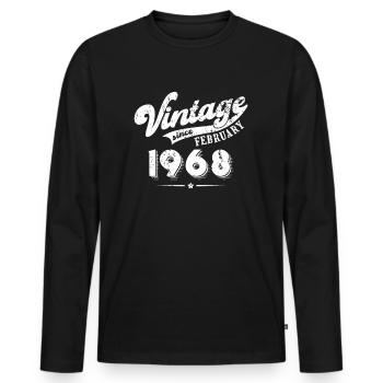 Vintage depuis février 1968 Cadeau d’anniversaire - T-shirt manches longues Premium bio Homme - noir - Devant - Nico (187cm)