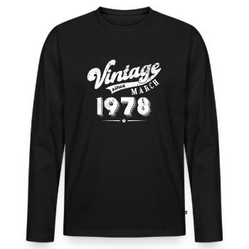 Millésime depuis Mars 1978 Cadeau d’anniversaire - T-shirt manches longues Premium bio Homme - noir - Devant - Nico (187cm)