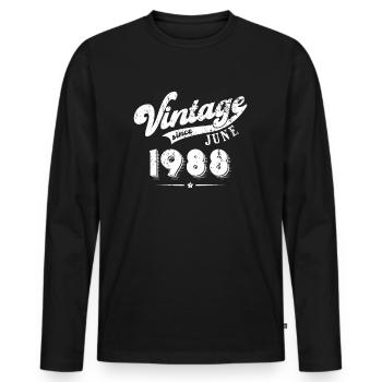 Vintage since June 1988 Birthday Gift - Men's Premium Organic Long Sleeve Shirt - black - Front - Nico (187cm)