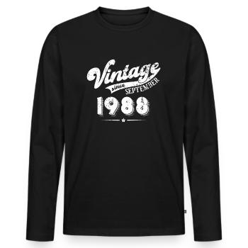 Vintage since September 1988 Birthday Gift - Men's Premium Organic Long Sleeve Shirt - black - Front - Nico (187cm)