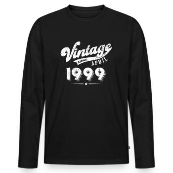Vintage since April 1999 Geburtstag Geschenk - Männer Premium Bio Langarmshirt - Schwarz - Vorne - Nico (187cm)