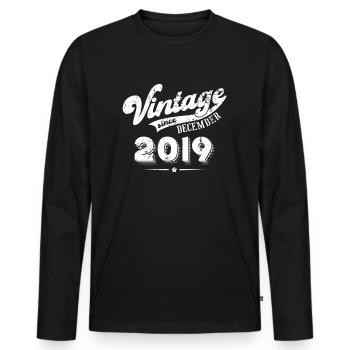 Millésime depuis Décembre 2019 Cadeau d’anniversaire - T-shirt manches longues Premium bio Homme - noir - Devant - Nico (187cm)