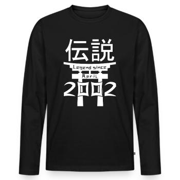 Légende depuis avril 2002 Cadeau d’anniversaire - T-shirt manches longues Premium bio Homme - noir - Devant - Nico (187cm)
