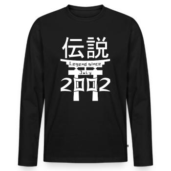 Légende depuis juillet 2002 Cadeau d’anniversaire - T-shirt manches longues Premium bio Homme - noir - Devant - Nico (187cm)
