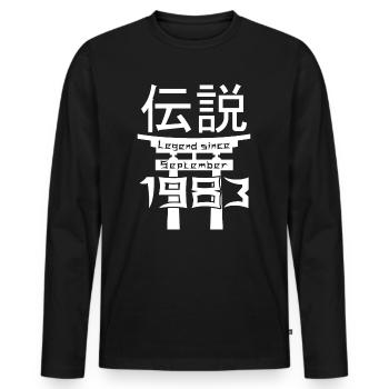 Legend since September 1983 Geburtstag Geschenk - Männer Premium Bio Langarmshirt - Schwarz - Vorne - Nico (187cm)
