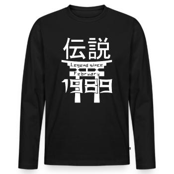 Legend since February 1989 Geburtstag Geschenk - Männer Premium Bio Langarmshirt - Schwarz - Vorne - Nico (187cm)