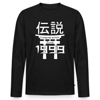 Legend since June 1999 Geburtstag Geschenk - Männer Premium Bio Langarmshirt - Schwarz - Vorne - Nico (187cm)
