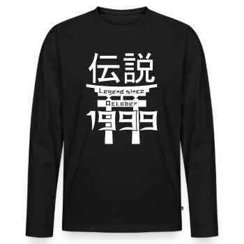 Legend since October 1999 Geburtstag Geschenk - Männer Premium Bio Langarmshirt - Schwarz - Vorne - Nico (187cm)