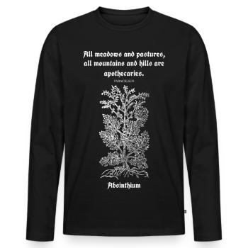 Citation latine de Paracelse – Absinthium Illustration - T-shirt manches longues Premium bio Homme - noir - Devant - Nico (187cm)