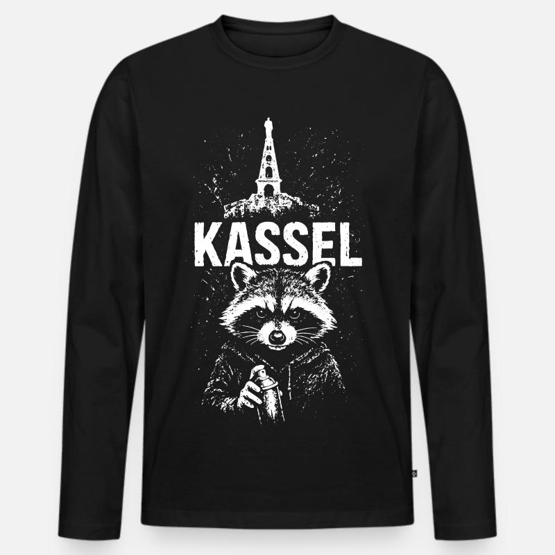 Kassel Herkules Waschbär Kassel - Männer Premium Bio Langarmshirt - Schwarz