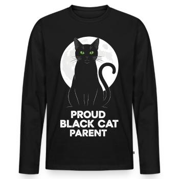 Proud Black Cat Parent Black Cat Moonlight - Men's Premium Organic Long Sleeve Shirt - black - Front - Nico (187cm)