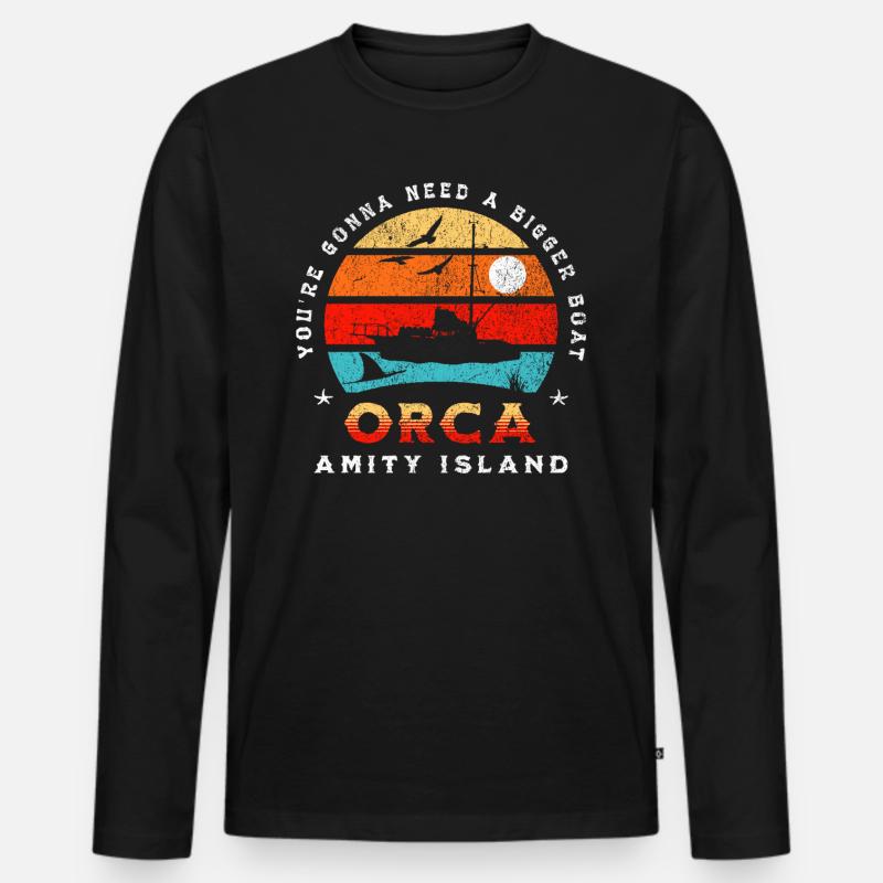 Orca - Amity Island - Männer Premium Bio Langarmshirt - Schwarz
