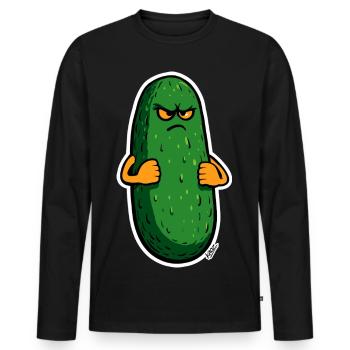 Grumpy Pickle Mascot - T-shirt manches longues Premium bio Homme - noir - Devant - Nico (187cm)