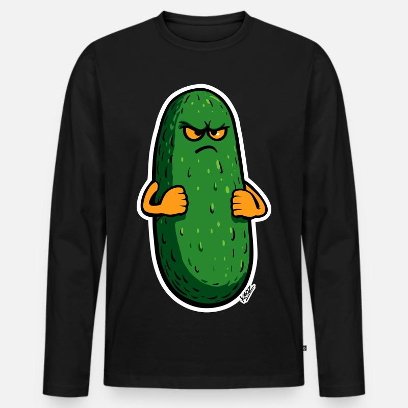Grumpy Pickle Maskottchen - Männer Premium Bio Langarmshirt - Schwarz