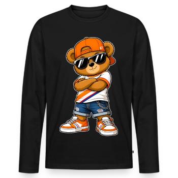 Deutschland bär Sonnenbrille Flaggen Art - Männer Premium Bio Langarmshirt - Schwarz - Vorne - Nico (187cm)