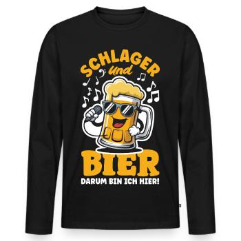 Schlager Und Bier Darum Bin Ich Hier Saufen - Männer Premium Bio Langarmshirt - Schwarz - Vorne - Nico (187cm)