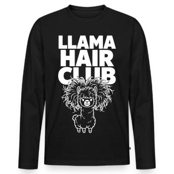 Llama Hair Club with Shaggy Llama - Men's Premium Organic Long Sleeve Shirt - black - Front - Nico (187cm)