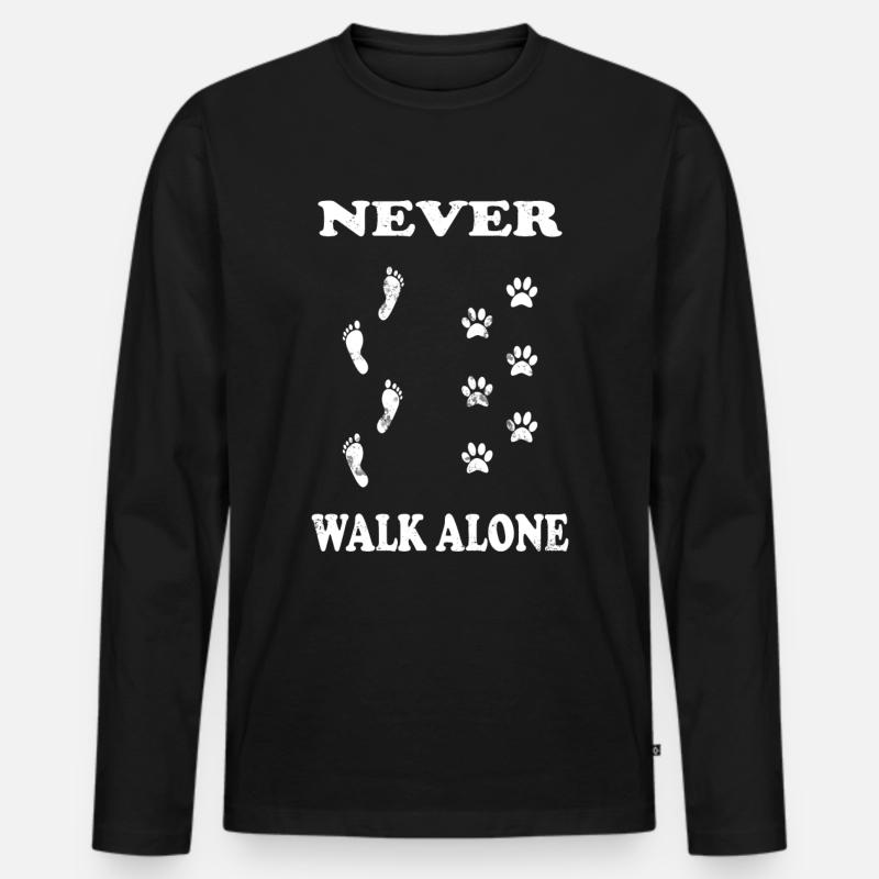 Hund Herrchen - Never walk alone - Männer Premium Bio Langarmshirt - Schwarz