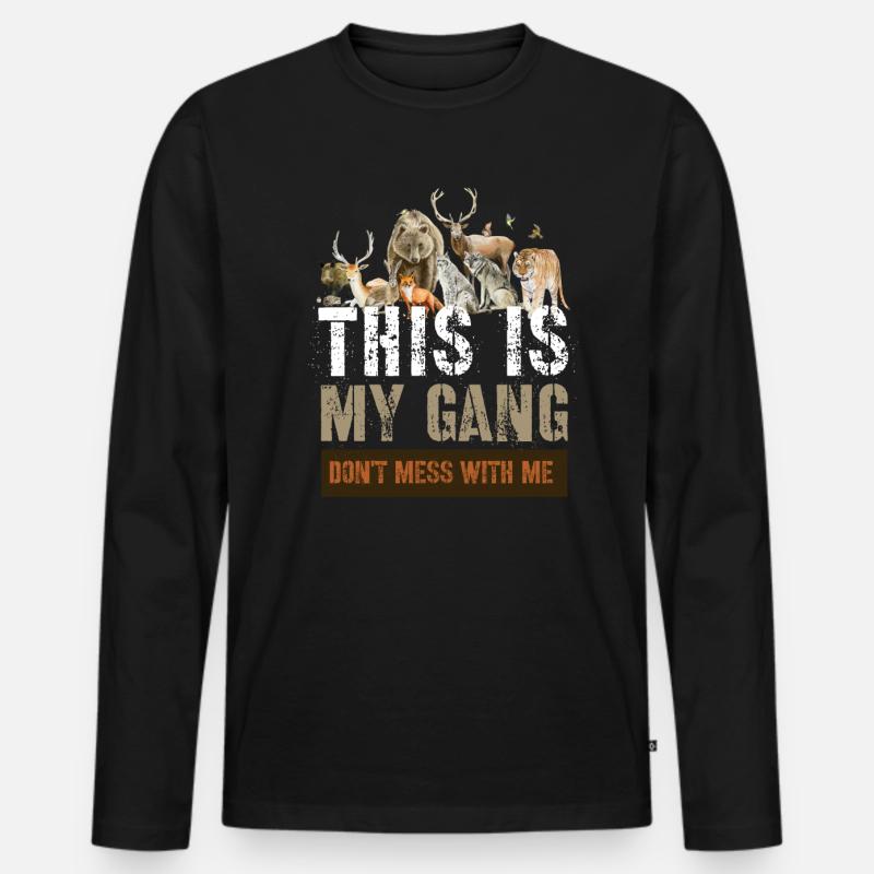 Wilde Tiere - Männer Premium Bio Langarmshirt - Schwarz