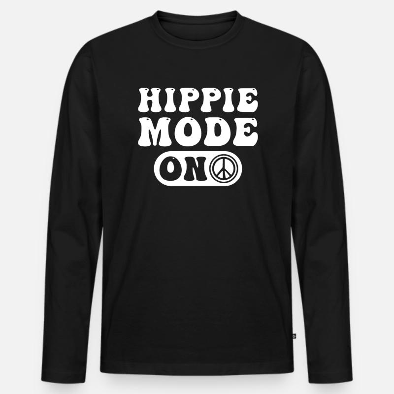 Hippie - Männer Premium Bio Langarmshirt - Schwarz