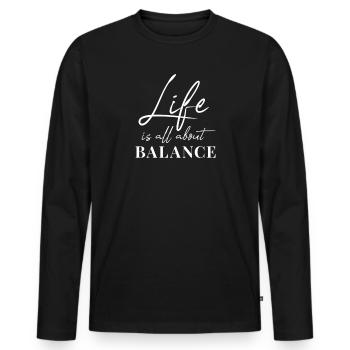Balance - Männer Premium Bio Langarmshirt - Schwarz - Vorne - Nico (187cm)