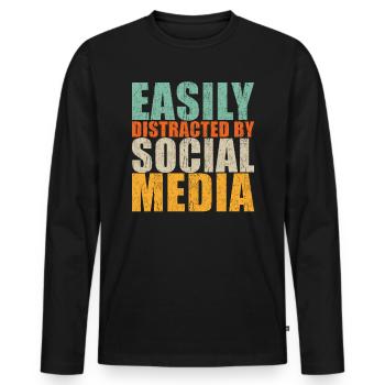 Social Media Slogan - Men's Premium Organic Long Sleeve Shirt - black - Front - Nico (187cm)