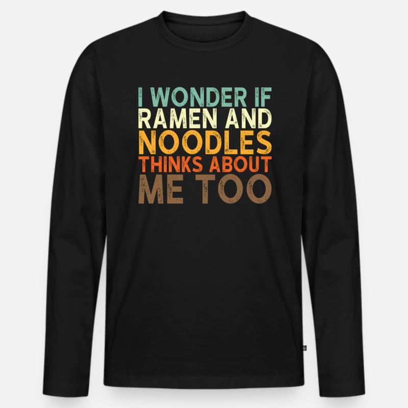 Ramen Nudel Spruch - Männer Premium Bio Langarmshirt - Schwarz