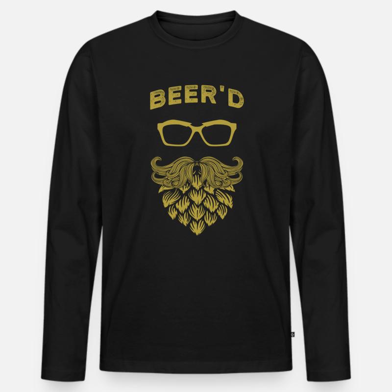Hopfen Bier Bart - Männer Premium Bio Langarmshirt - Schwarz