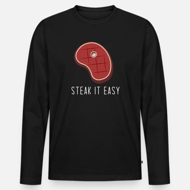 Steak it easy - Männer Premium Bio Langarmshirt - Schwarz