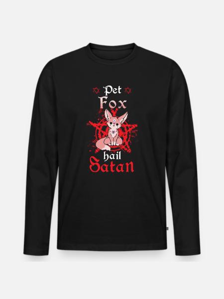 Pet Fox Hail Satan - Men's Premium Organic Long Sleeve Shirt - black