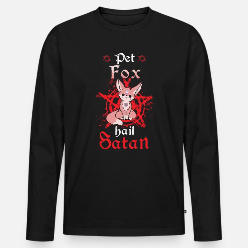 Pet Fox Hail Satan - Männer Premium Bio Langarmshirt - Schwarz