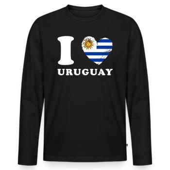 Uruguay I love Uruguay - Men's Premium Organic Long Sleeve Shirt - black - Front - Nico (187cm)