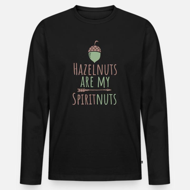 Haselnuss - Männer Premium Bio Langarmshirt - Schwarz