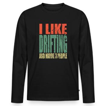 Dérive en disant drôle - T-shirt manches longues Premium bio Homme - noir - Devant - Nico (187cm)