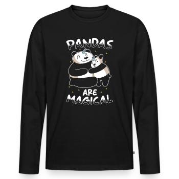 Panda Einhorn Panda - Männer Premium Bio Langarmshirt - Schwarz - Vorne - Nico (187cm)