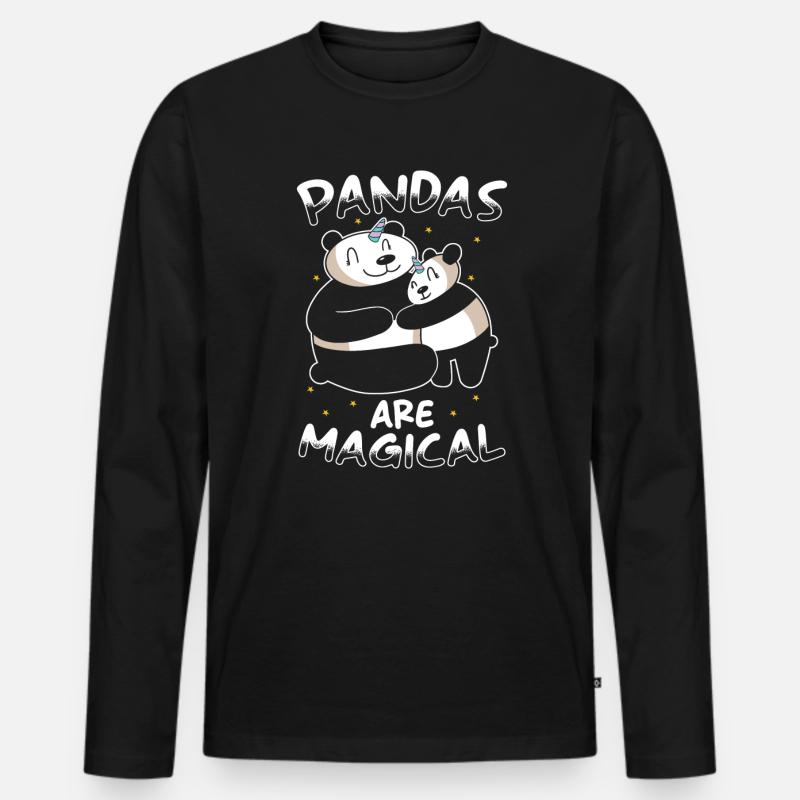 Panda Einhorn Panda - Männer Premium Bio Langarmshirt - Schwarz