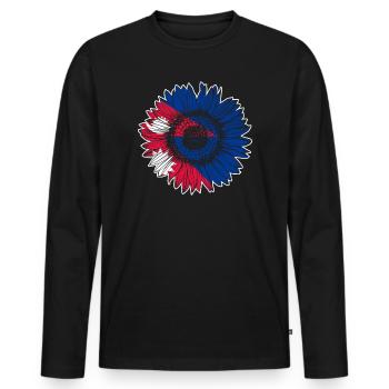 Drapeau du Népal Tournesol - T-shirt manches longues Premium bio Homme - noir - Devant - Nico (187cm)