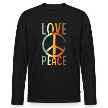 Love Peace Peace Sign - Men's Premium Organic Long Sleeve Shirt - black - Front - Nico (187cm)