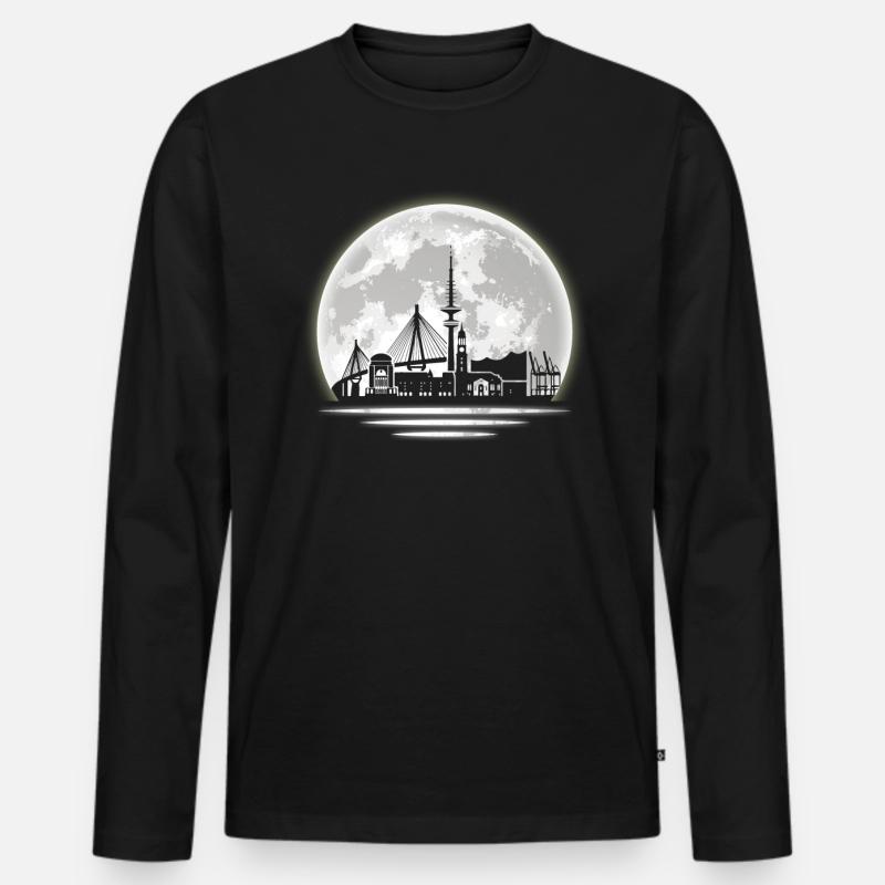 Hamburg Skyline - Männer Premium Bio Langarmshirt - Schwarz