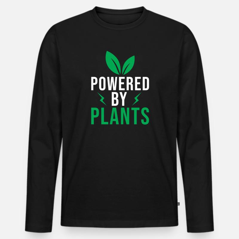 Powered by Plants - Männer Premium Bio Langarmshirt - Schwarz
