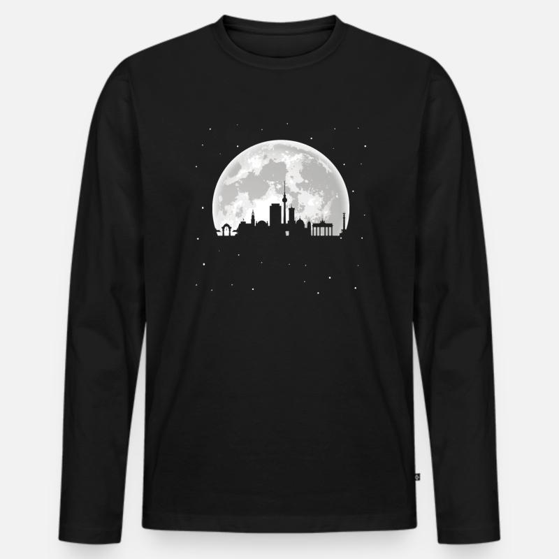 Berlin skyline - Männer Premium Bio Langarmshirt - Schwarz