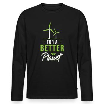 Windrad Spruch - Männer Premium Bio Langarmshirt - Schwarz - Vorne - Nico (187cm)