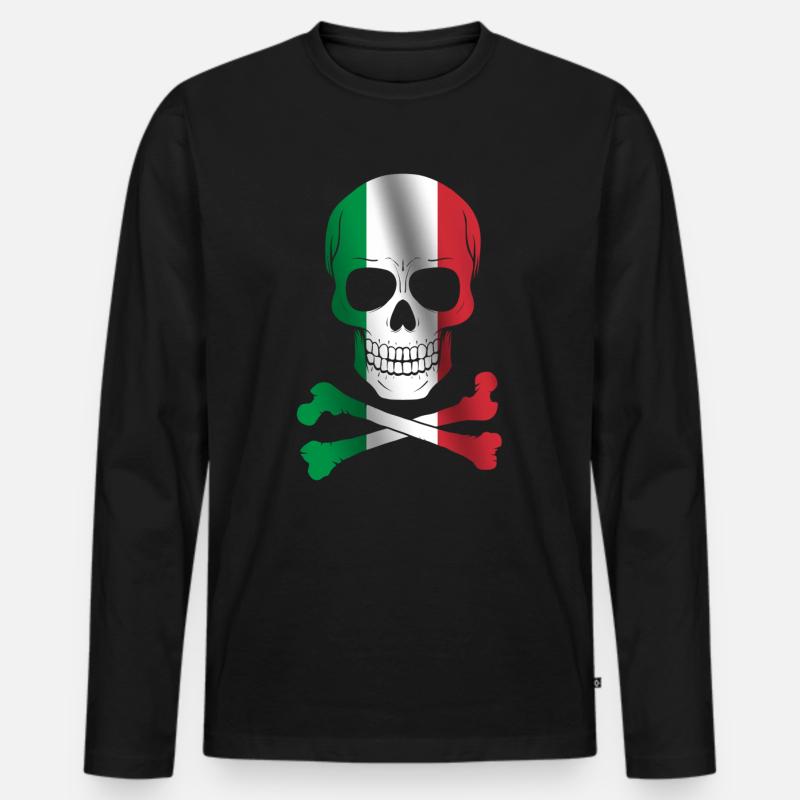 Italien Flagge - Männer Premium Bio Langarmshirt - Schwarz