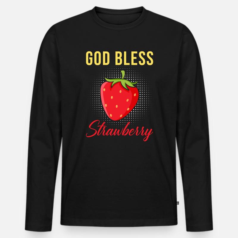 Erdbeeren Liebe Spruch - Männer Premium Bio Langarmshirt - Schwarz